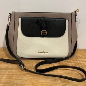 Nanette Lepore Womens tans and black cross body leather bag like‎ new